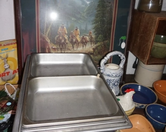 warming tray, western wall art