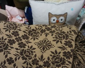 owl pillow, large bed cover