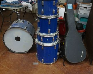 drum set, guitar