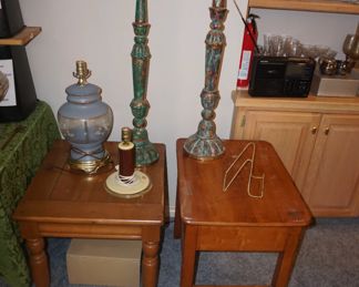 end tables, lamp, candlesticks