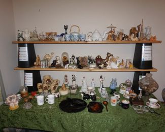 figurines, tea sets, lamps 