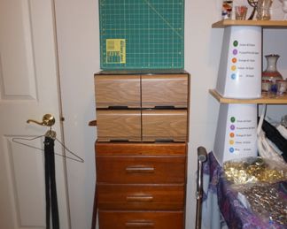 small chest,  sewing/quilting cutting mat
