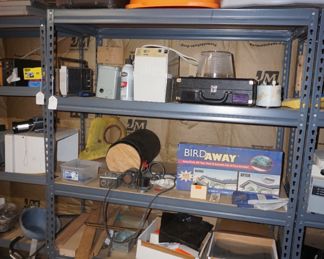 totes, Bird Away, misc. on shelves--shelving not for sale