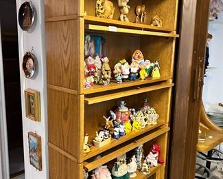 8 oak stack bookcases with top leaded glass