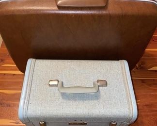 Vtg suitcase and train case