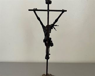 Brutalist Mid Century Modern Bronze Crucifix