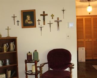 Crosses, Chair, Books, Bookcase