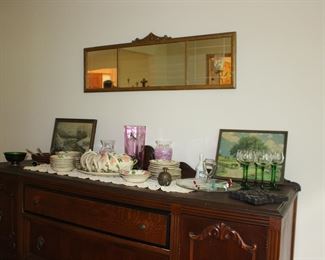 Buffet and Mirror and Glassware