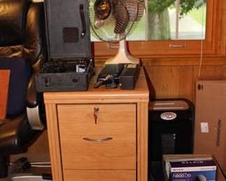 Fan, Gaming Mat, Slide Projector, Wood File Cabinet