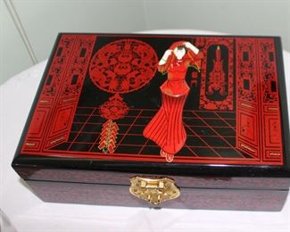 Black Lacquer Asian Jewelry Box