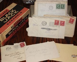 Black Jack Vintage Candy Box Letters with Antique Stamps
