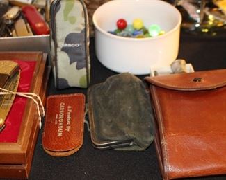 Card Set, Hone Sharpner, Buck Knife, Marbles