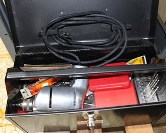 Drill, Drill Bits and More in Tool Box