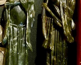 Hand carved natural jade Japanese $75 each