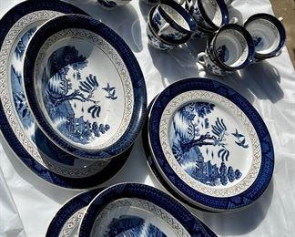 Nikko Ironstone Blue Willow  Double Phoenix Fine China 61 one pieces in the set at $10 each a piece would be $610 below market price  I"m selling the whole Lot for $250  firm  