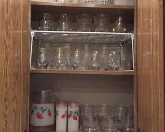 Vintage glassware, strawberry pitcher & glass set