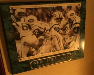 New York Jets Super Bowl III signed Joe Namath-Emerson Boozer-Matt Snell. January 12th 1969 1st American Football League team to defeat an NFL team with their 16-7 Super Bowl Victory