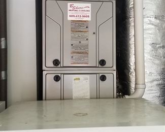 HVAC - two units. Heater upstairs mfg. 7/11/18; heater downstairs mfg. , down 7/19/15 