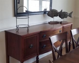 Handsome sideboard; pretty mirror