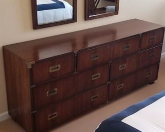 Lane bedroom set: long dresser with matching mirrors