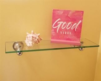 Glass wall mount shelf