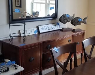 Handsome sideboard; pretty mirror