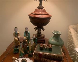 Pair of Hollywood Regency Stiffel lamps, 35" to top of shade, $300