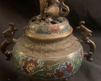 Incense Burner with Foo Dog finial, 9.5"h, $200