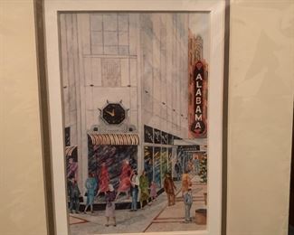 Signed Carl Salter art print, Alabama Theatre, 5x7, $30