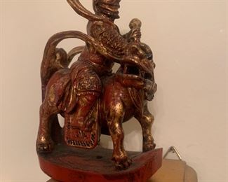 Pair of carved Chinese polychrome warriors, 6.5", $80 each