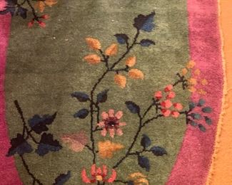 Vintage oval Chinese Art Deco rug, 24x46, $250 