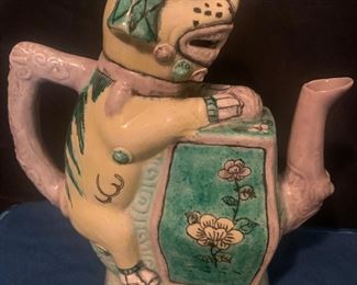 Foo Dog tea pot, 8"h, $200