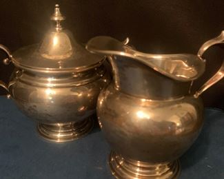 Gorham sterling silver cream and sugar, $175