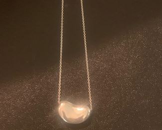 Elsa Peretti for Tiffany sterling silver bean necklace, Iconic design from 1974, 9mm, $150
