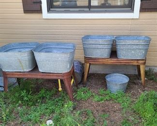 antique wash bins with stands