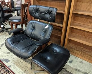 Leather Eames Style Chair and Ottoman