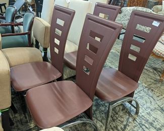 Leather and Chrome Modern Dining Chairs