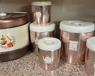 Vintage canister set and cake plate