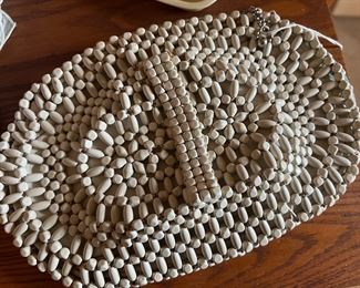 vintage wood beaded purse
