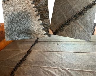 Neat vintage wool blanket with fringes, camp blanket? one small moth hole, twin size?