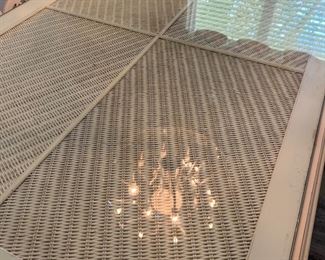 Wicker table top under glass