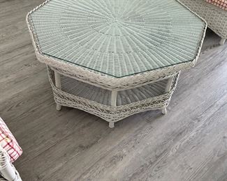 Octagonal coffee table with glass top