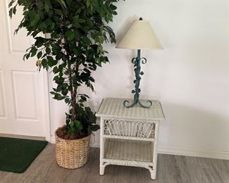 small wicker side table