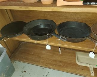 Multiple cast iron skillets