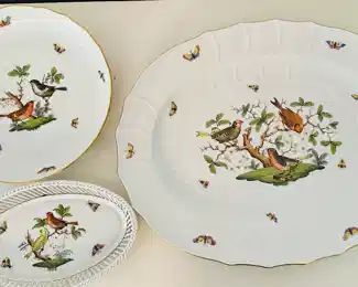 Herend "Rothschild Bird" Platter and serving pieces