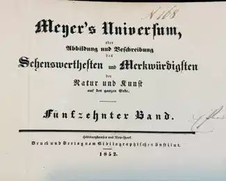 Meyer’s Universum German Travel text, 1852.