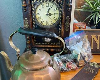 Copper Tea Pots ; Clocks 