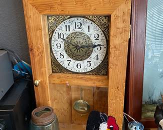 Dovetailed OOAK Mantle Clock • Mason Jar • Old Jayhawk KU Large Patch 