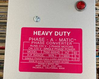 Heavy Duty Phase - A - Matic Converter 