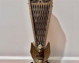 Vintage Brass Peacock Fanning Screen / Fireplace Screen